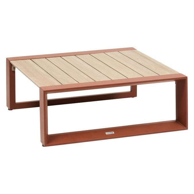 Tavolino da giardino quadrato ALLURE Lino / Mogano 79 x 79 x 30 cm - Alluminio rivestito in resina epossidica Lino / Marrone mogano