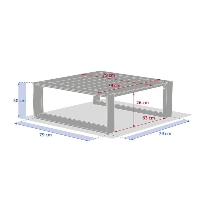 Tavolino da giardino quadrato ALLURE Lino / Mogano 79 x 79 x 30 cm - Alluminio rivestito in resina epossidica Lino / Marrone mogano