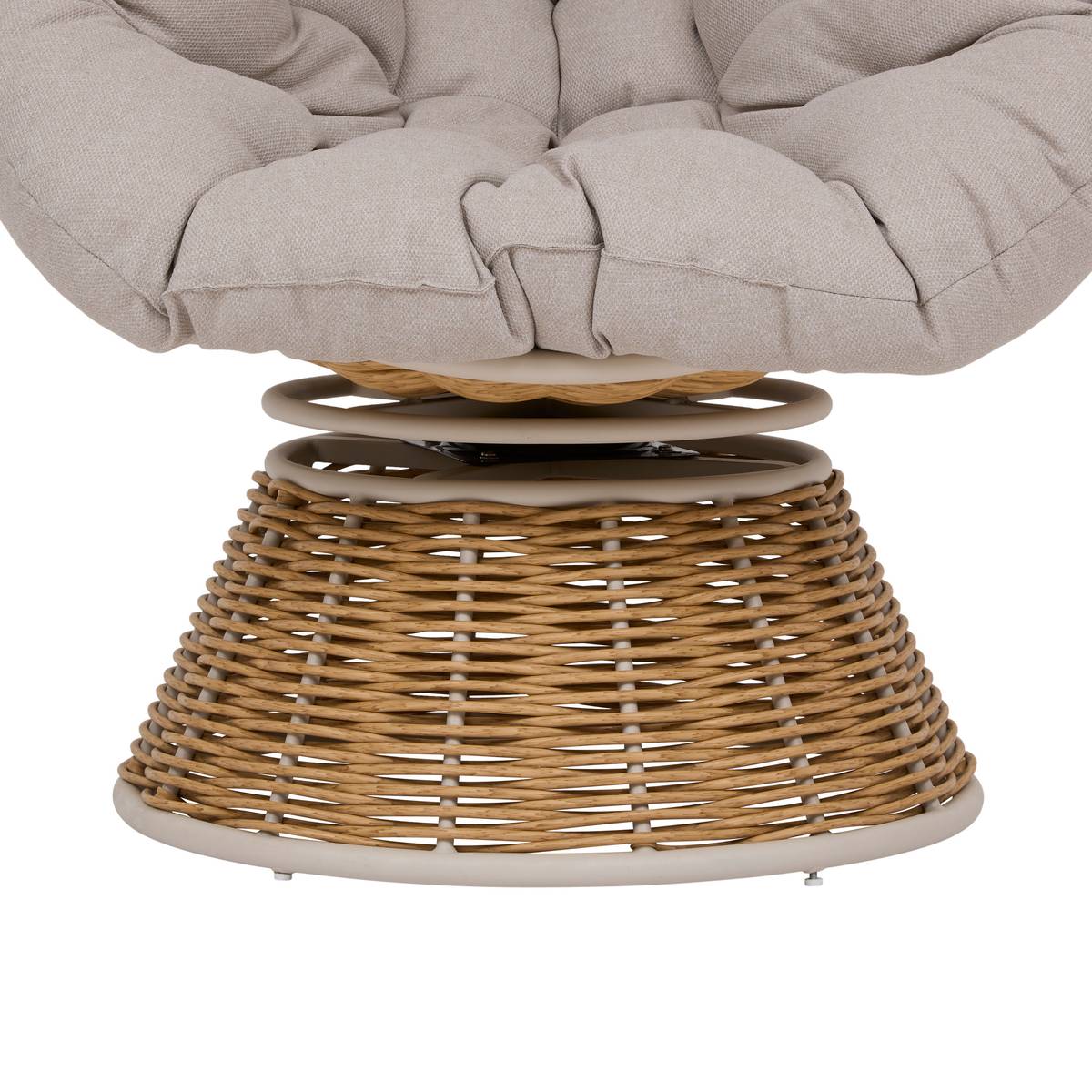 Poltrona da giardino rotante NYMELY Beige Acciaio, Trattamento antiruggine rinforzato, Olefina Beige
