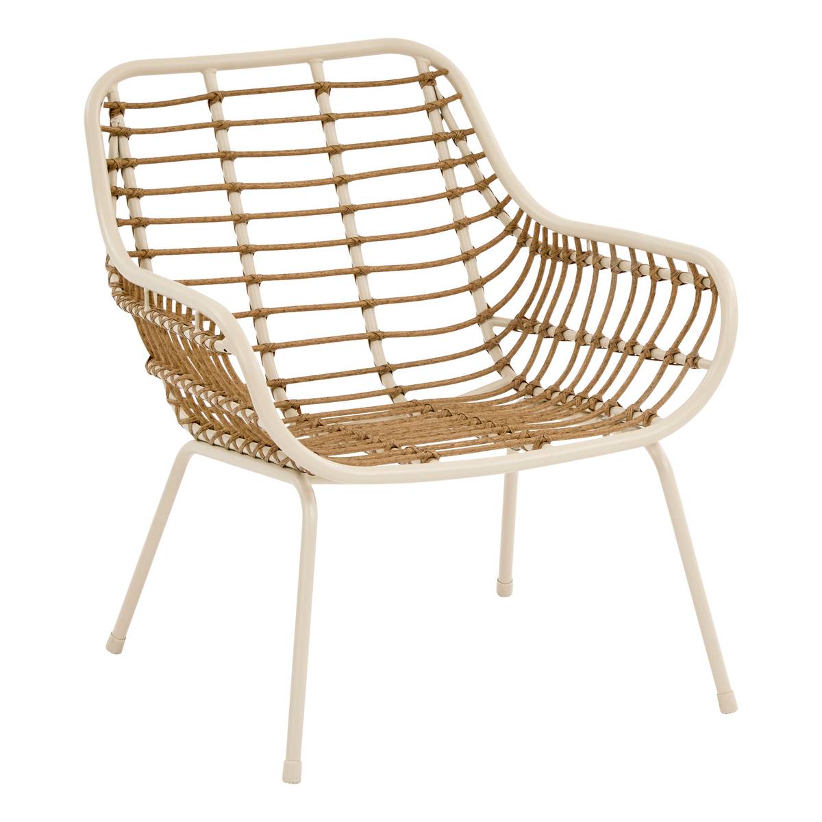 Salotto da giardino PAOPAO Beige / Argilla 4 posti - Acciaio trattato con epossidica, Trattamento antiruggine rinforzato, Poliestere Beige / Argilla