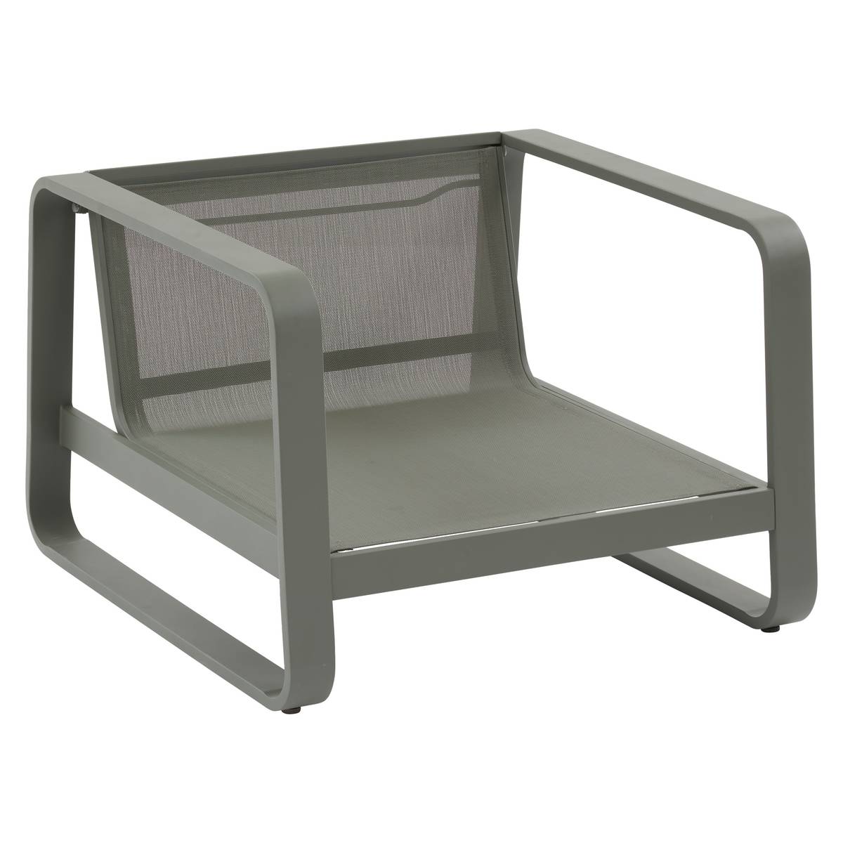 Salotto da giardino DOMILLY Verde alloro 5 posti - Alluminio trattato con epossidica, Olefina Beige / Verde Alloro