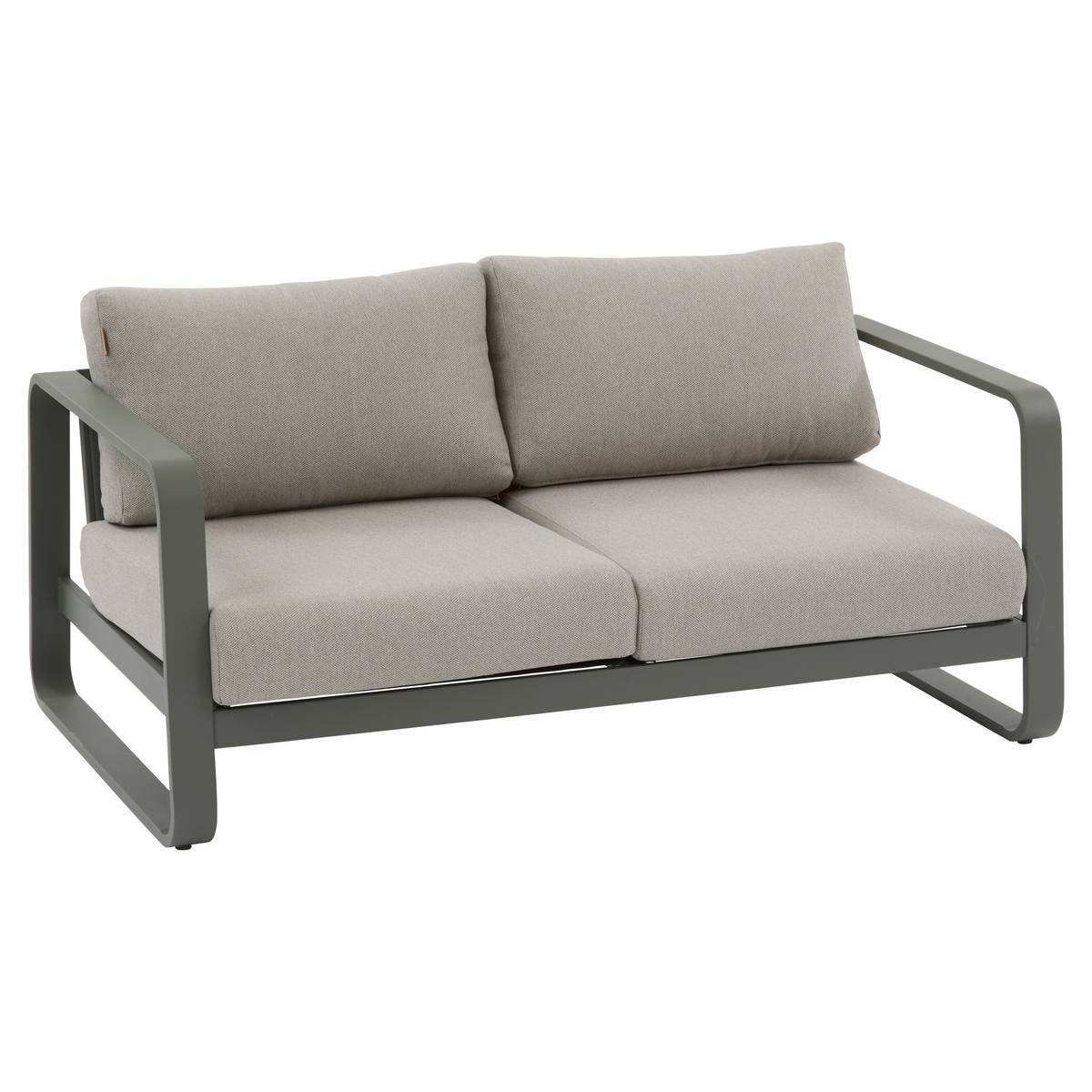 Divano da giardino DOMILLY Beige / Verde alloro 2 posti - Alluminio trattato con epossidica, Olefina Beige / Verde Alloro