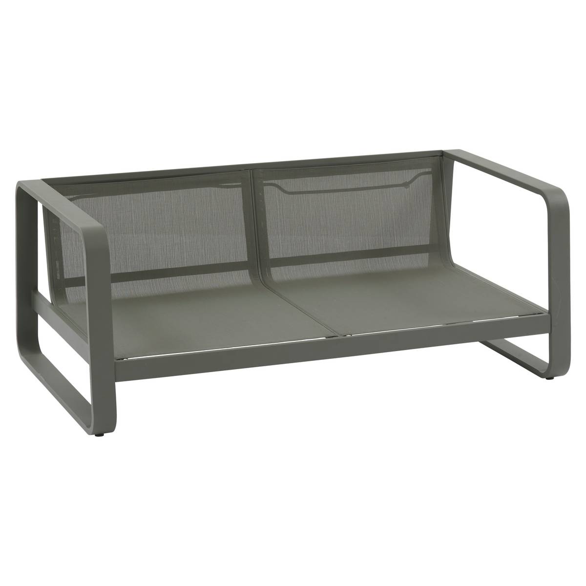 Divano da giardino DOMILLY Beige / Verde alloro 2 posti - Alluminio trattato con epossidica, Olefina Beige / Verde Alloro