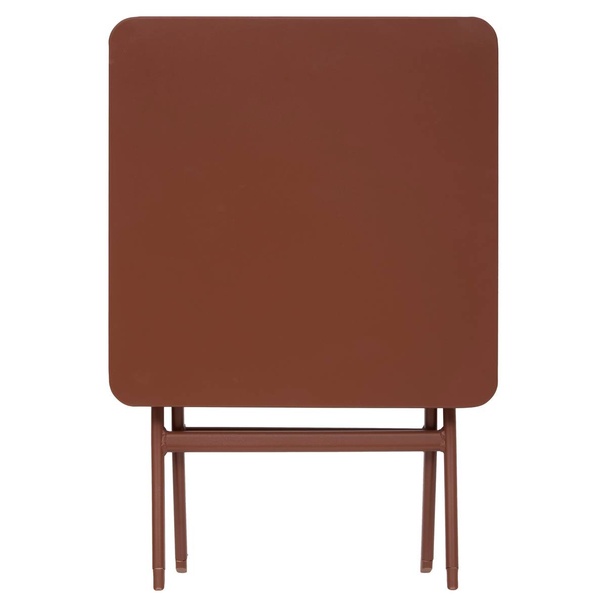 Tavolino laterale da giardino pieghevole quadrato GREENSBORO Mogano 40 x 40 cm - Acciaio, Trattamento Antiruggine Rinforzato Marrone Mogano