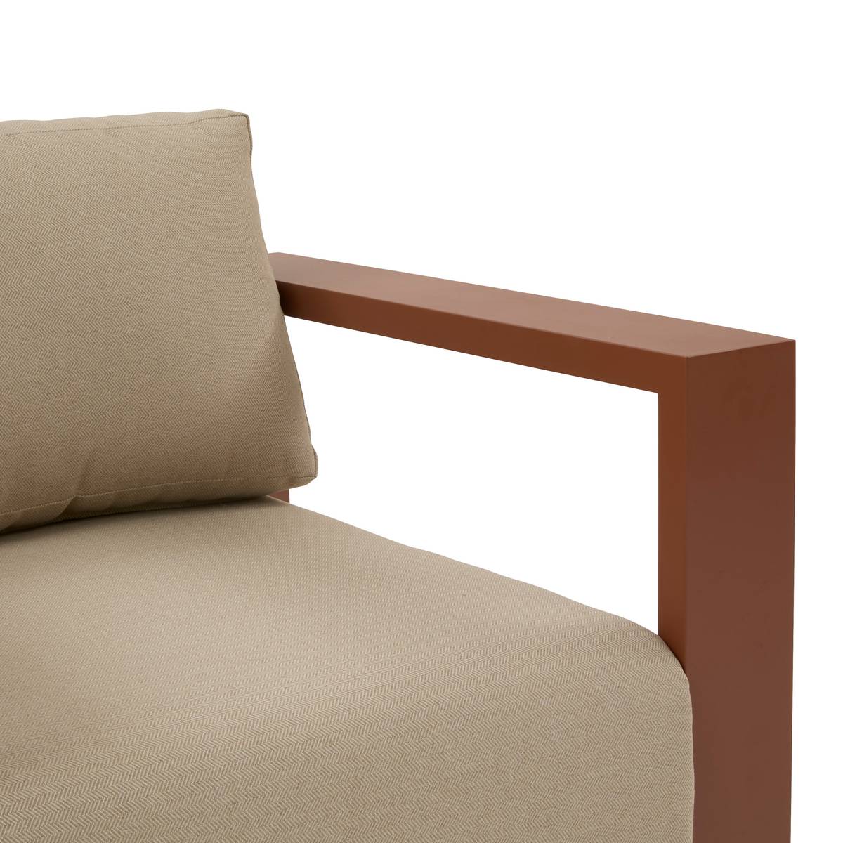 Divano da giardino ALLURE Beige zebrano / Mogano 3 posti - Alluminio rivestito in epossidico, Poliestere Beige Zebrano / Marrone Mogano