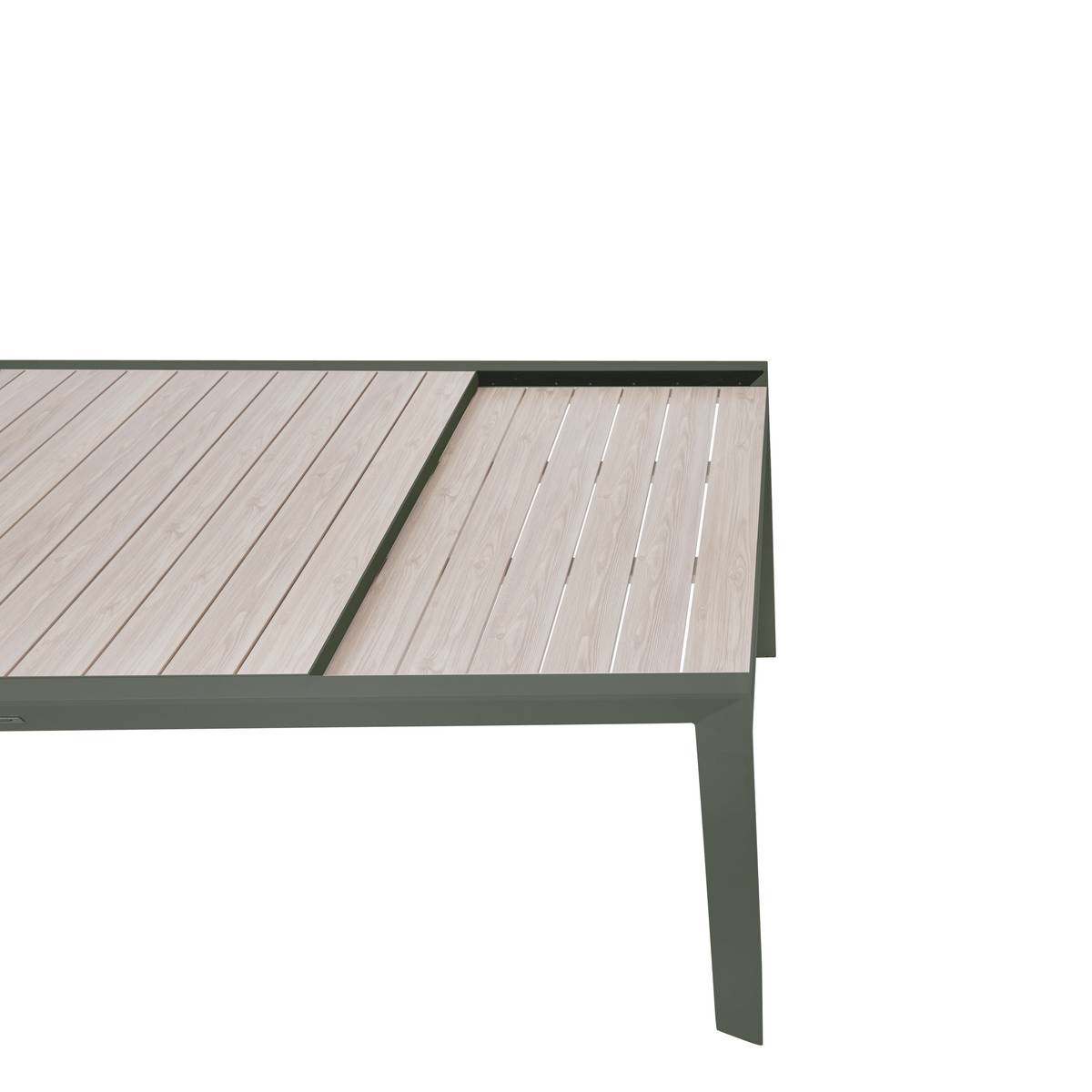 Tavolo da giardino quadrato allungabile ÉVASION Lino / Verde alloro 12 posti - Alluminio rivestito in epossidico Lino / Lauro