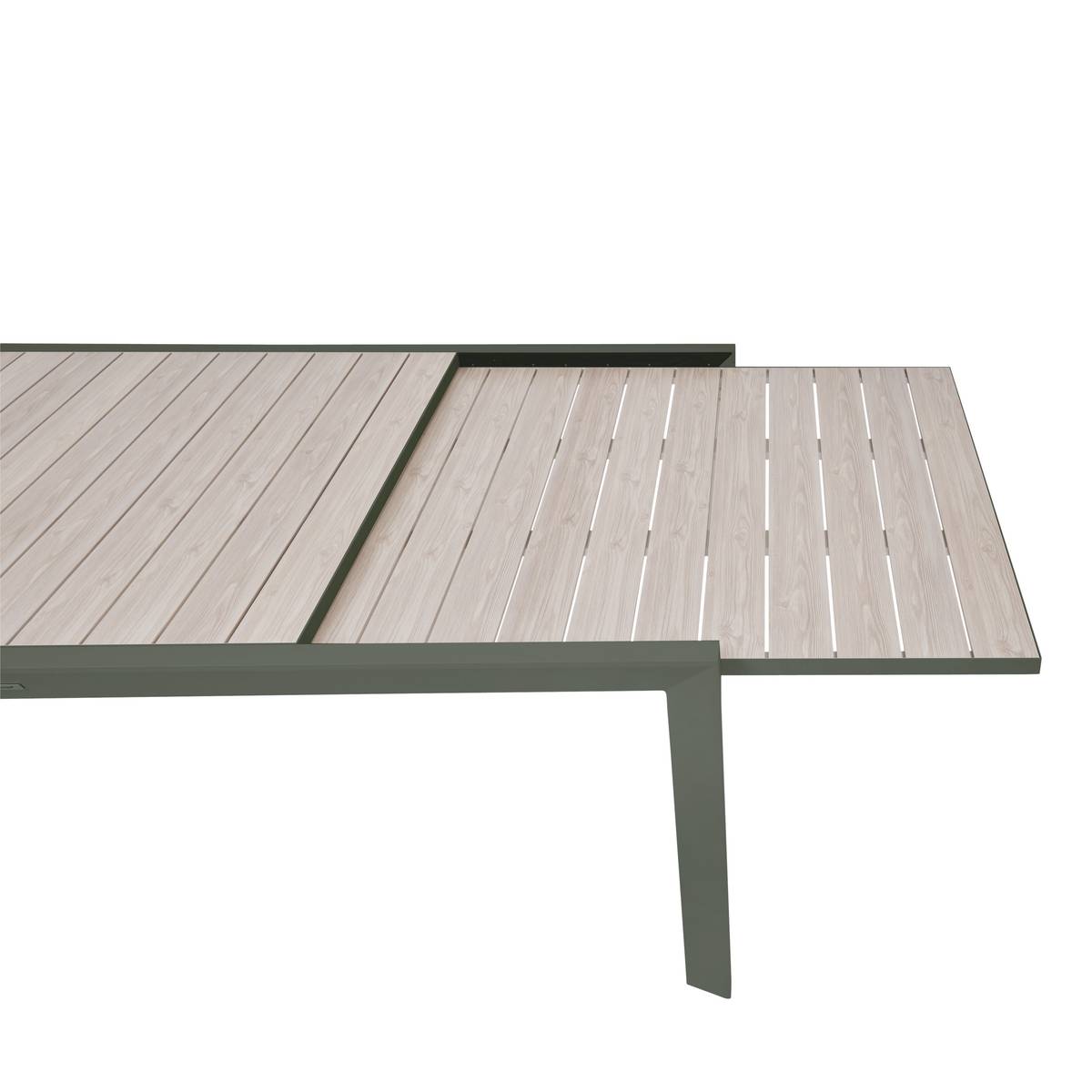 Tavolo da giardino quadrato allungabile ÉVASION Lino / Verde alloro 12 posti - Alluminio rivestito in epossidico Lino / Lauro