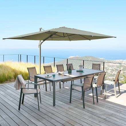 Ombrellone decentrato rettangolare inclinabile MELHIA Verde alloro 4 x 3 m - Alluminio, Acciaio, Olefina