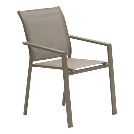 Sedia da giardino con braccioli impilabile ESSENTIA Nocciola / Caffè Alluminio trattato con epossidica, Texaline