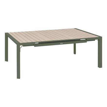 Tavolo da giardino rettangolare allungabile ÉVASION Lino / Verde alloro 10 posti - Alluminio rivestito in epossidico