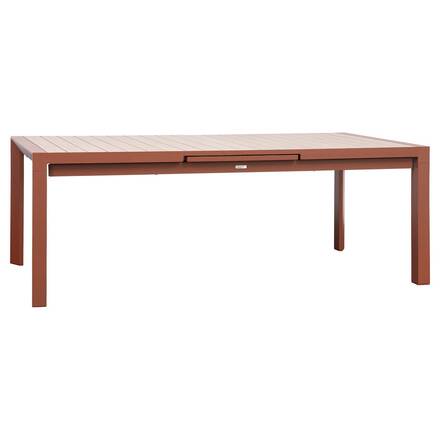 Tavolo da giardino rettangolare allungabile ÉVASION effetto legno Honey / Mogano 10 posti - Alluminio rivestito in epossidico