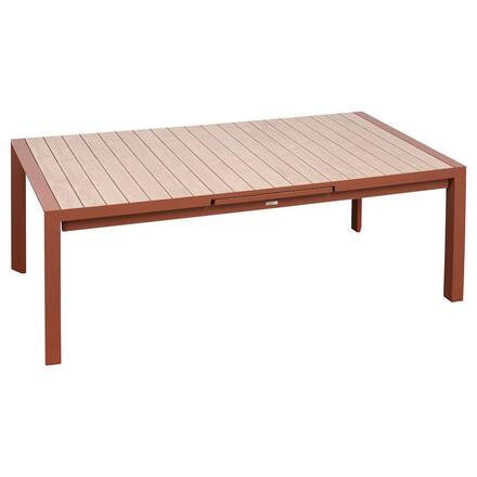 Tavolo da giardino rettangolare allungabile ÉVASION effetto legno Honey / Mogano 10 posti - Alluminio rivestito in epossidico