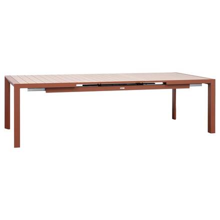 Tavolo da giardino rettangolare allungabile ÉVASION effetto legno Honey / Mogano 10 posti - Alluminio rivestito in epossidico