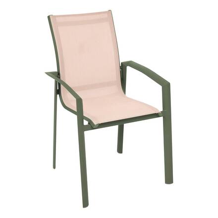 Sedia da giardino con braccioli AXANT Lino / Verde alloro Alluminio trattato con epossidica, Texaline