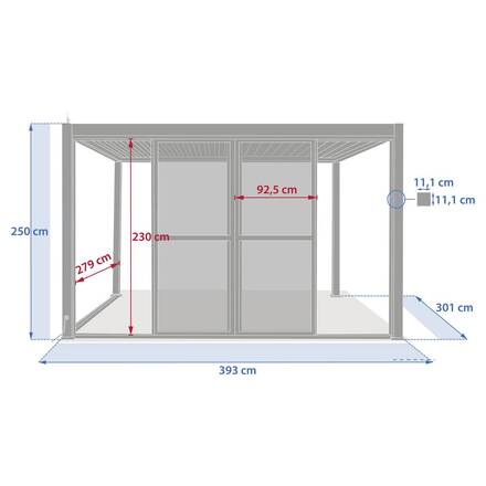 Porta per pergola EVORA Grafite Per EVORA Lato 4 m - 3,7 x 2,3 m - Alluminio trattato epossidico