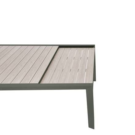 Tavolo da giardino quadrato allungabile ÉVASION Lino / Verde alloro 12 posti - Alluminio rivestito in epossidico