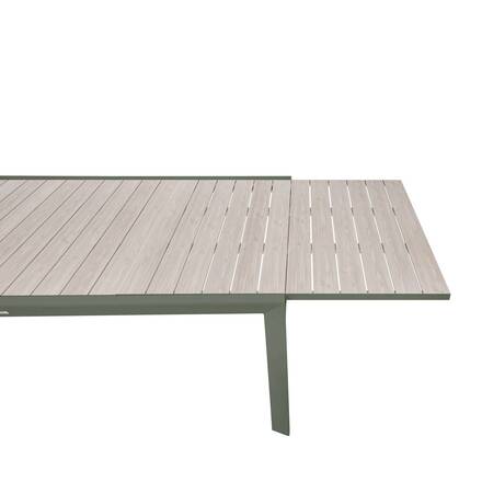 Tavolo da giardino quadrato allungabile ÉVASION Lino / Verde alloro 12 posti - Alluminio rivestito in epossidico