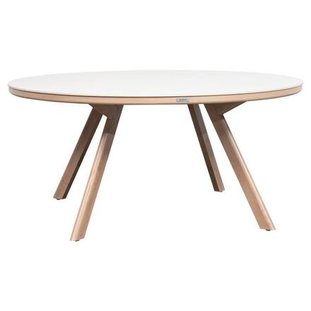 Tavolo da giardino rotondo NELORA Beige corda / Honey 8 posti - Alluminio trattato con epossidica, Pietra sinterizzata