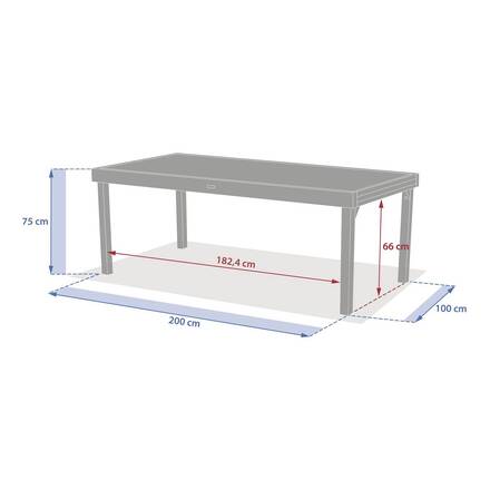 Tavolo da giardino rettangolare allungabile PIAZZA Farro / Argilla 12 posti - Alluminio rivestito in epossidica, Vetro temperato