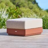 Pouf da giardino rettangolare ALLURE Beige / Mogano 78 x 65 x 42 cm - Poliestere, Alluminio rivestito in epossidico, Poliestere Beige / Marrone Mogano