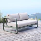 Divano da giardino DOMILLY Beige / Verde alloro 2 posti - Alluminio trattato con epossidica, Olefina Beige / Verde Alloro
