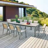 Tavolo da giardino rettangolare allungabile ÉVASION Lino / Verde alloro 10 posti - Alluminio rivestito in epossidico Lino / Lauro