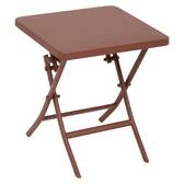 Tavolino laterale da giardino pieghevole quadrato GREENSBORO Mogano 40 x 40 cm - Acciaio, Trattamento Antiruggine Rinforzato Marrone Mogano