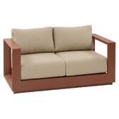 Divano da giardino ALLURE Beige zebrano / Mogano 2 posti - Alluminio trattato con epossidico, Poliestere Beige Zebrano / Marrone Mogano