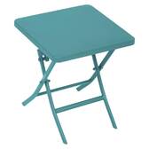Tavolino laterale da giardino pieghevole quadrato GREENSBORO Verde opale 40 x 40 cm - Acciaio, Trattamento Antiruggine Rinforzato Verde Opale