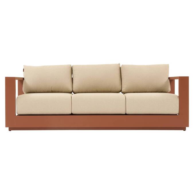 Set da giardino girevole ALLURE Beige / Mogano 5 posti - Alluminio trattato con epossidico, Poliestere Beige Zebrano / Marrone Mogano