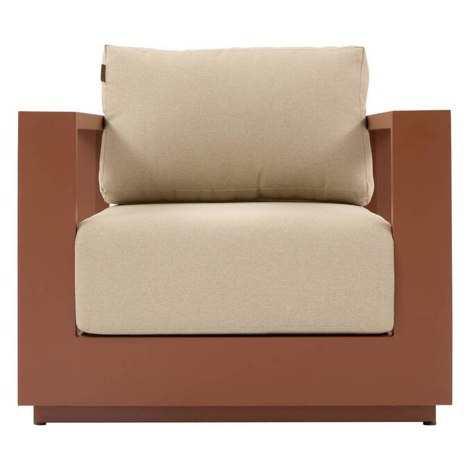 Set da giardino girevole ALLURE Beige / Mogano 5 posti - Alluminio trattato con epossidico, Poliestere Beige Zebrano / Marrone Mogano