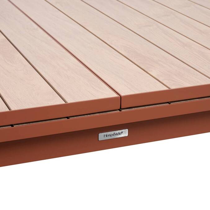 Tavolo da giardino rettangolare allungabile ÉVASION effetto legno Honey / Mogano 10 posti - Alluminio rivestito in epossidico3852