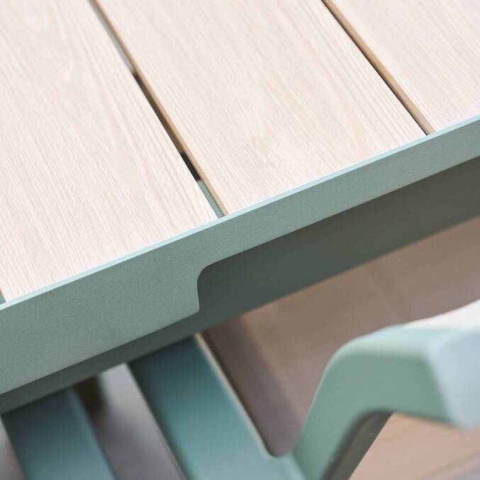 Tavolo da giardino rettangolare allungabile ÉVASION Lino / Verde alloro 10 posti - Alluminio rivestito in epossidico Lino / Lauro