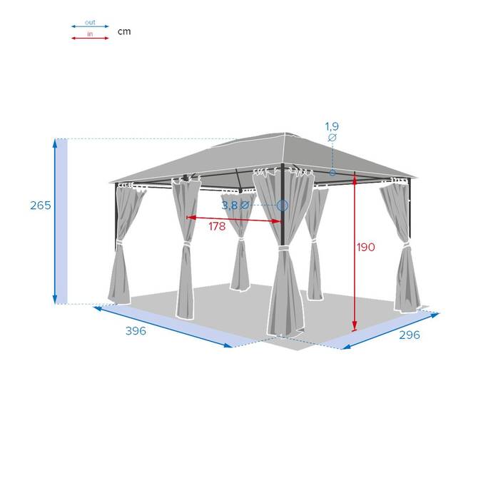 Gazebo rettangolare autoportante SANTORINI Argilla 4 x 3 m - Acciaio Argilla