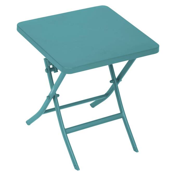 Tavolino laterale da giardino pieghevole quadrato GREENSBORO Verde opale 40 x 40 cm - Acciaio, Trattamento Antiruggine Rinforzato Verde Opale