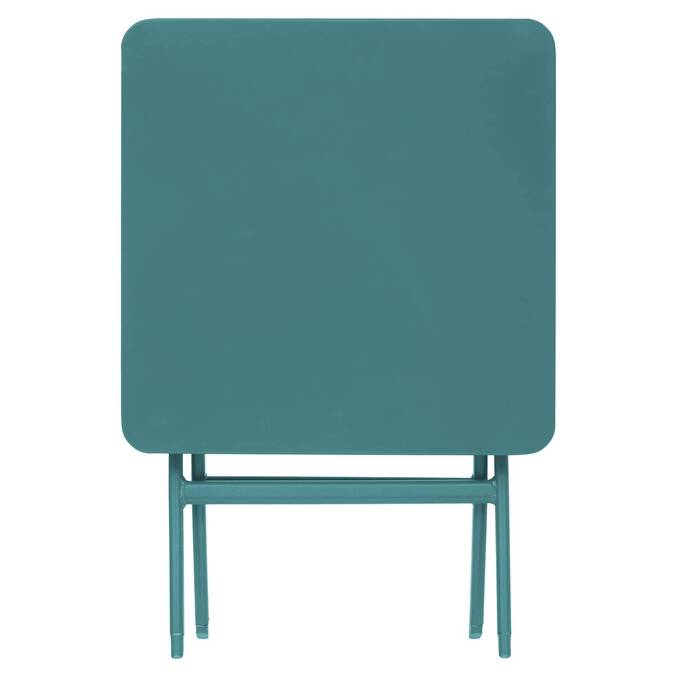 Tavolino laterale da giardino pieghevole quadrato GREENSBORO Verde opale 40 x 40 cm - Acciaio, Trattamento Antiruggine Rinforzato Verde Opale