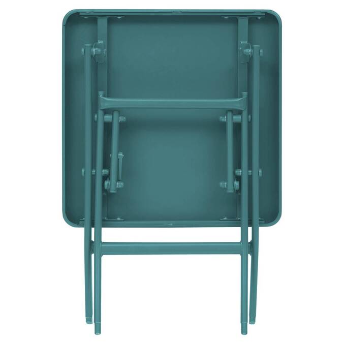 Tavolino laterale da giardino pieghevole quadrato GREENSBORO Verde opale 40 x 40 cm - Acciaio, Trattamento Antiruggine Rinforzato Verde Opale