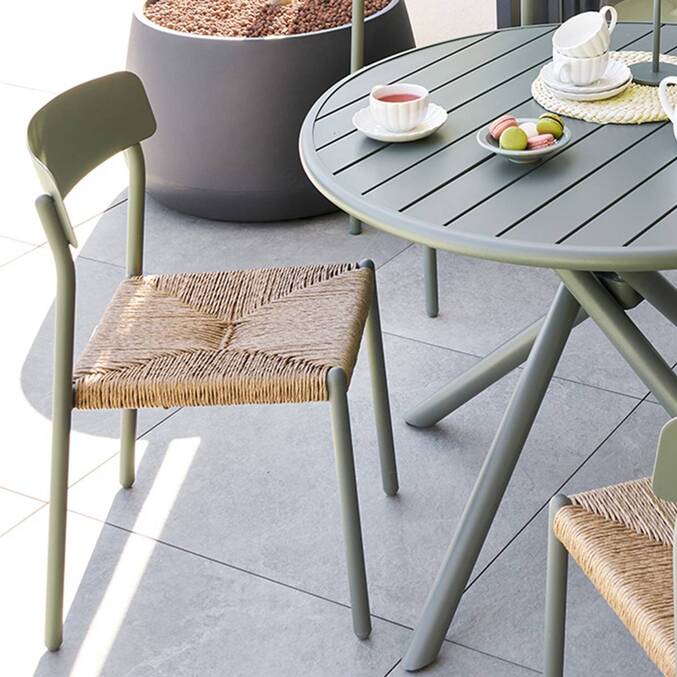Sedia da giardino WISTTY Verde alloro Alluminio trattato con epossidica, resina intrecciata sintetica3795