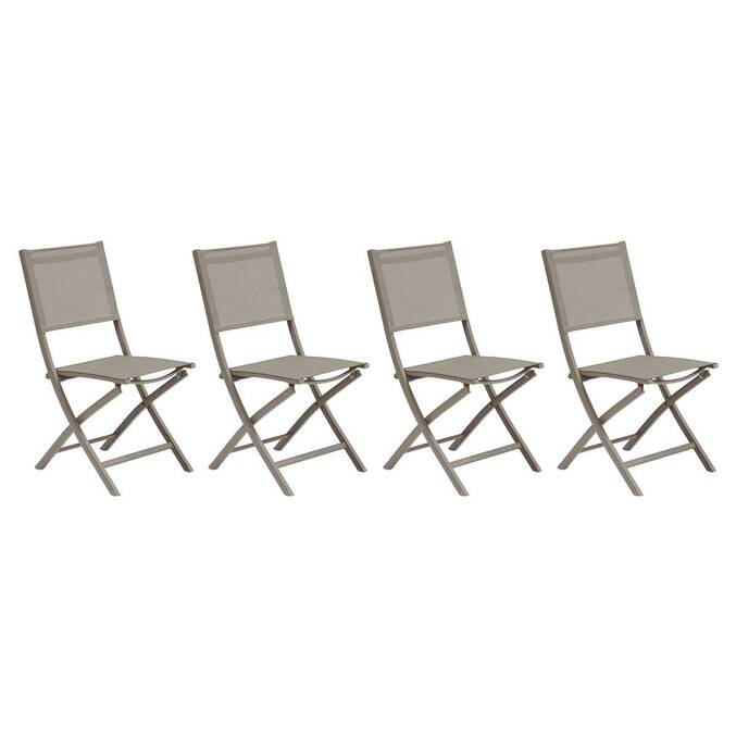 Set di 4 sedie da giardino pieghevoli ESSENTIA Nocciola / Caffè Acciaio trattato con epossidica, Alluminio trattato con epossidica, Texaline Nocciola / Caffè