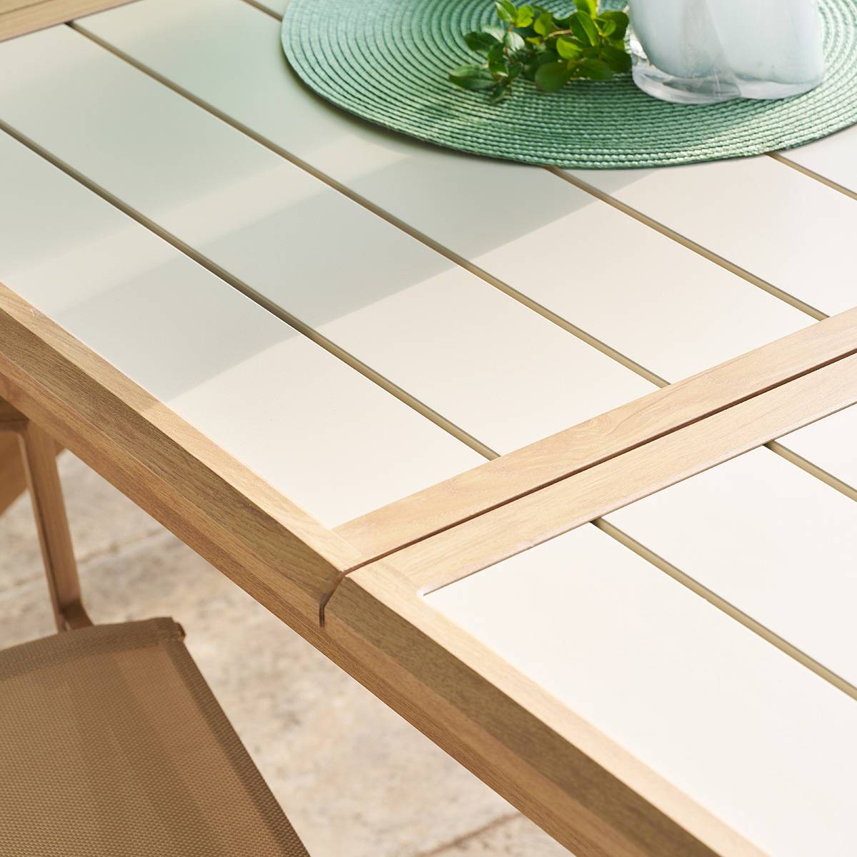 Tavolo da giardino rettangolare allungabile AXIOME Argilla / Miele 10 posti - Alluminio rivestito in epossidico Argilla / Miele