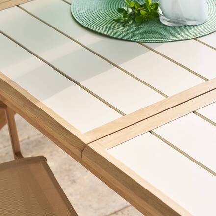 Tavolo da giardino rettangolare allungabile AXIOME Argilla / Miele 10 posti - Alluminio rivestito in epossidico