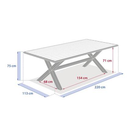 Tavolo da giardino rettangolare AXIOME Argilla / Miele 8 posti - Alluminio rivestito in epossidico