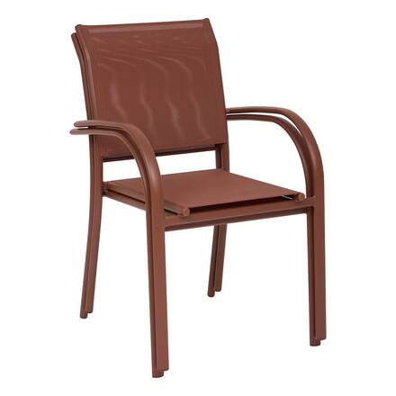 Sedia da giardino con braccioli PIAZZA Marrone mogano Acciaio trattato con epossidica, Alluminio trattato con epossidica, Texaline