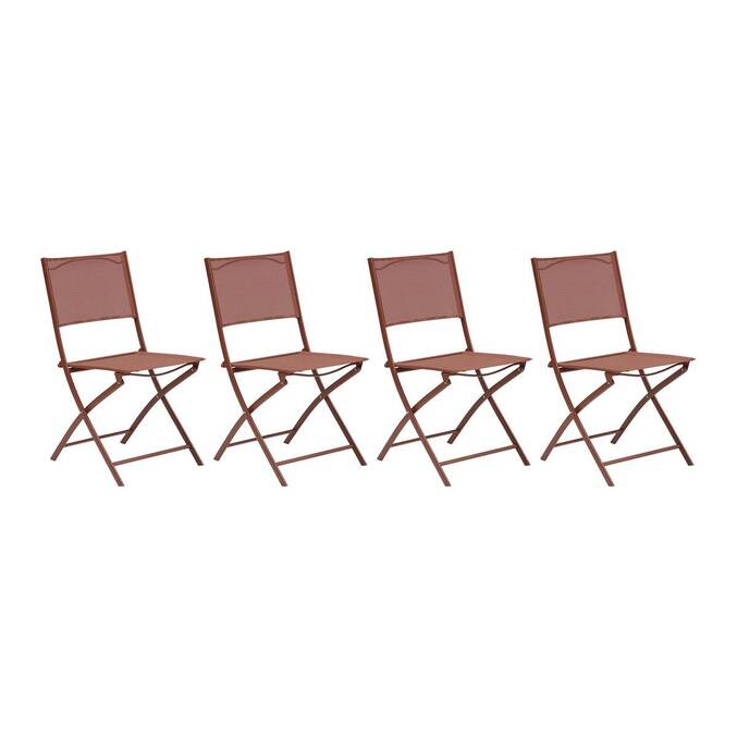 Set di 4 sedie da giardino pieghevoli MODULA Mogano Acciaio rivestito in epossidica, Texaline Marrone Mogano