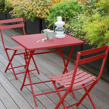 Mesa de jardim quadrada dobrável GREENSBORO Groselha 2 lugares - Aço tratado com epóxi, Tratamento anticorrosão reforçado