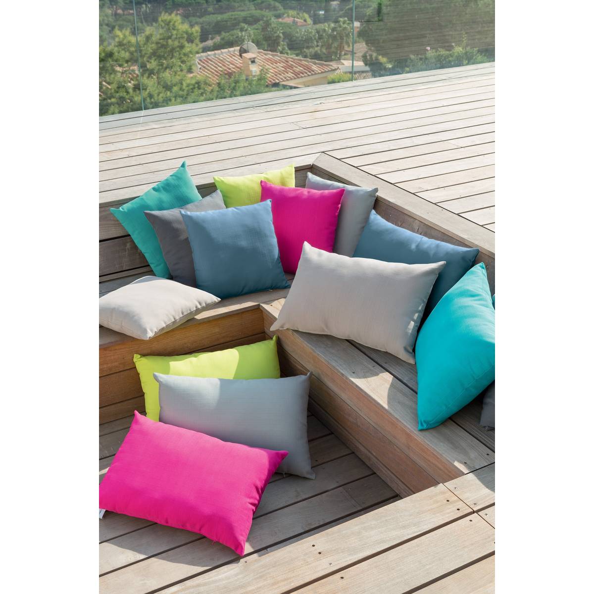 Almofada decorativa de exterior KORAI Ardósia 40 x 40 cm - Poliéster Ardósia