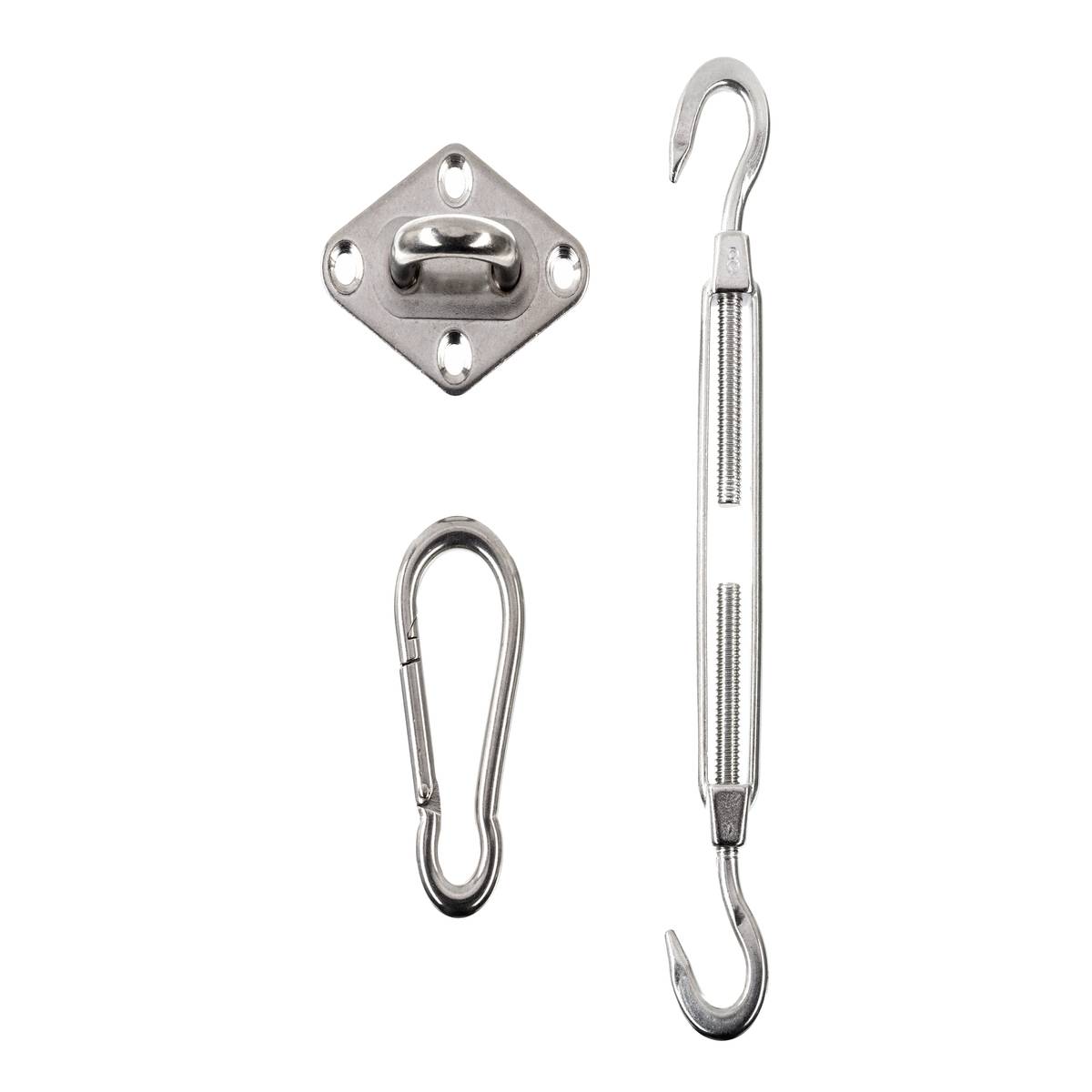 Kit de fixação para vela de sombra 20 cm - Aço tratado com epóxi, 3 peças Bege