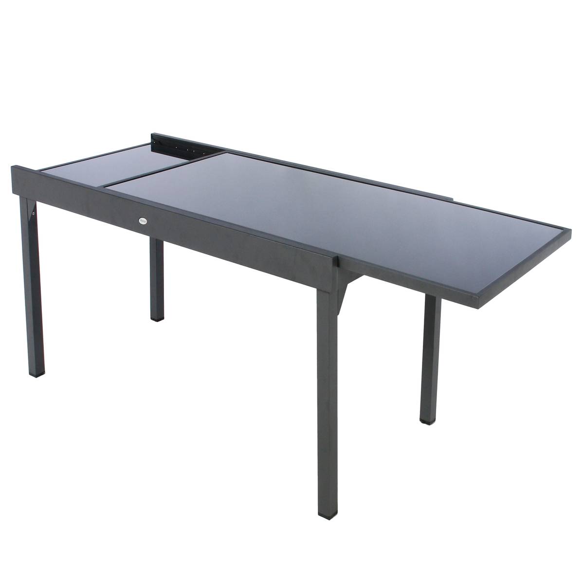 Mesa de jardim extensível PIAZZA Grafite 12 lugares - Alumínio com tratamento epóxi, Vidro temperado Grafite
