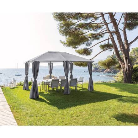 Gazebo retangular SANTORINI Ardósia Para SANTORINI 4 x 3 m - Aço com tratamento epóxi, Poliéster