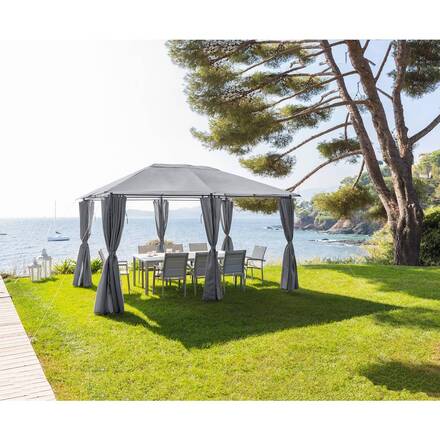 Gazebo retangular SANTORINI Ardósia Para SANTORINI 4 x 3 m - Aço com tratamento epóxi, Poliéster